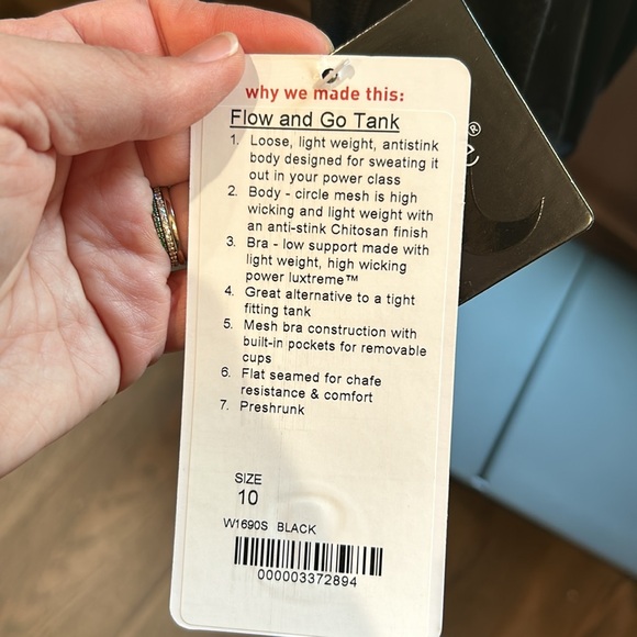 Lululemon Flow and Go Tank - Size 10 - black - brand new with tags. - Picture 3 of 5